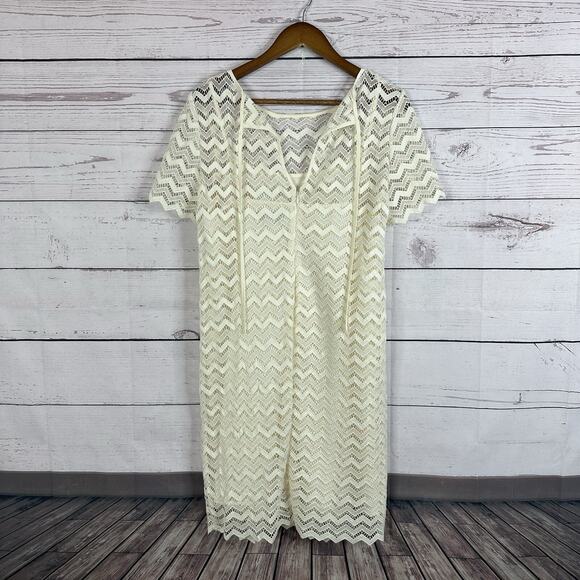 Loft Dress Womens Medium Ivory Lace Knit Layered Costal Lined Breathable Beach - Picture 4 of 11